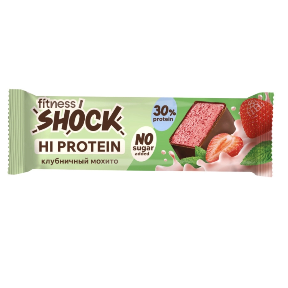Батончик FITNESS SHOCK батончик протеиновый 40 g Клубничный мохито